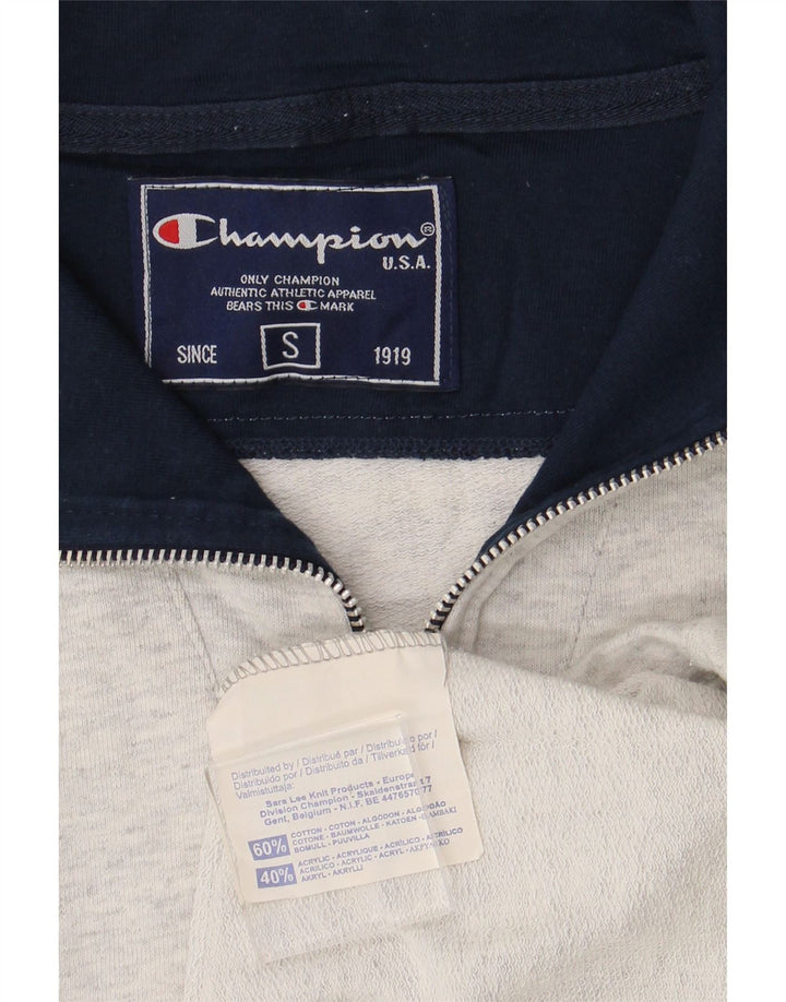 CHAMPION Mens Zip Neck Sweatshirt Jumper Small Grey Cotton Vintage Champion and Second-Hand Champion from Messina Hembry 