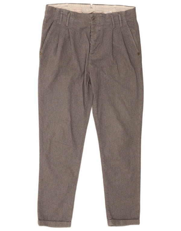 Vintage Mens Pegged Chino Trousers W34 L27 Grey Cotton