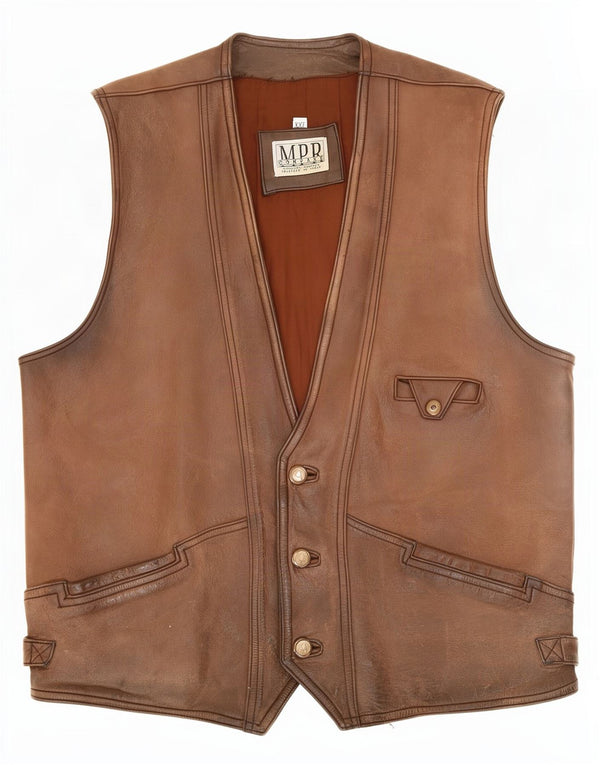 Vintage muški kožni prsluk 2XL smeđi