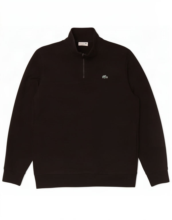 Lacoste muška majica s kratkim izrezom s patentnim zatvaračem veličine 5, velika crna