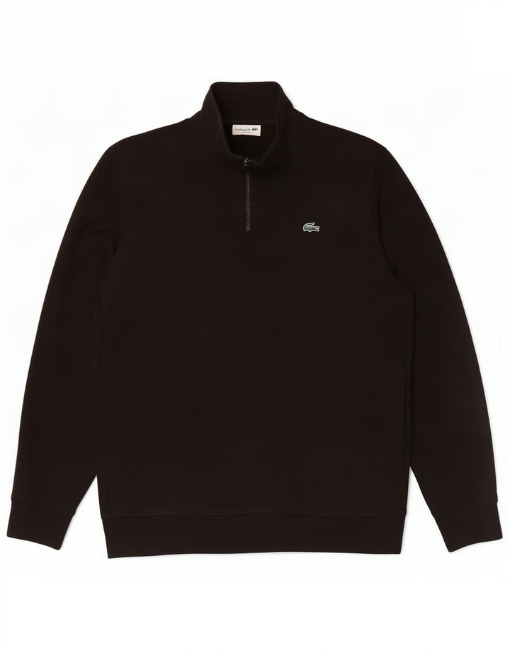Lacoste muška majica s kratkim izrezom s patentnim zatvaračem veličine 5, velika crna