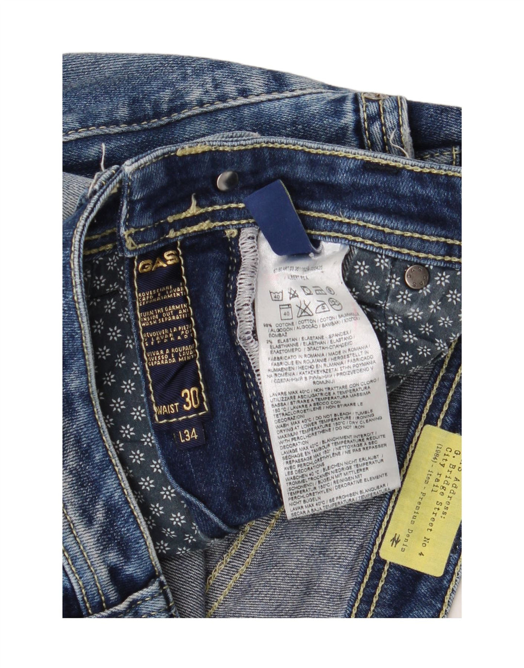 Gas Ženske Albert Distressed Slim Jeans W30 L27 Plavi pamuk