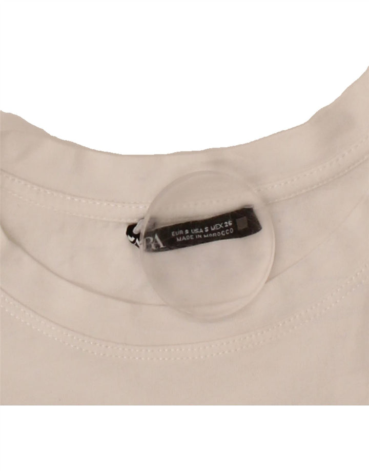 ZARA Womens Crop Blouse Top UK 10 Small White Vintage Zara and Second-Hand Zara from Messina Hembry 