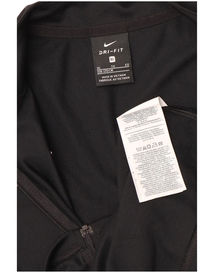 NIKE Boys Dri Fit trenirka gornja jakna 13-14 godina XL crni poliester