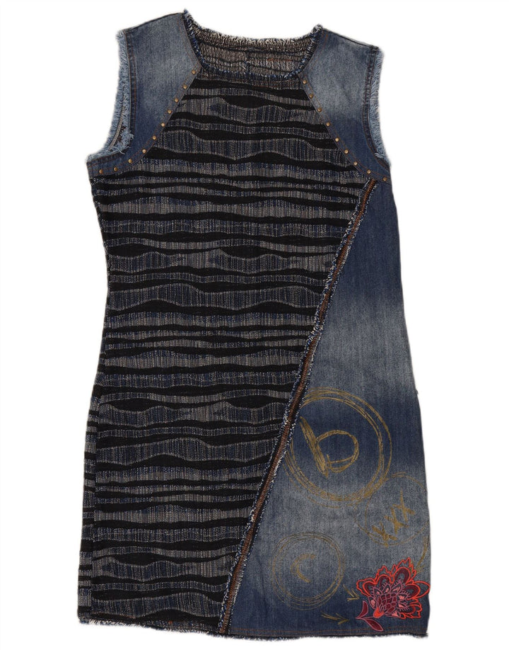 DESIGUAL Ženska Graphic Denim Basic haljina EU 42 Velika tamnoplava prugasta