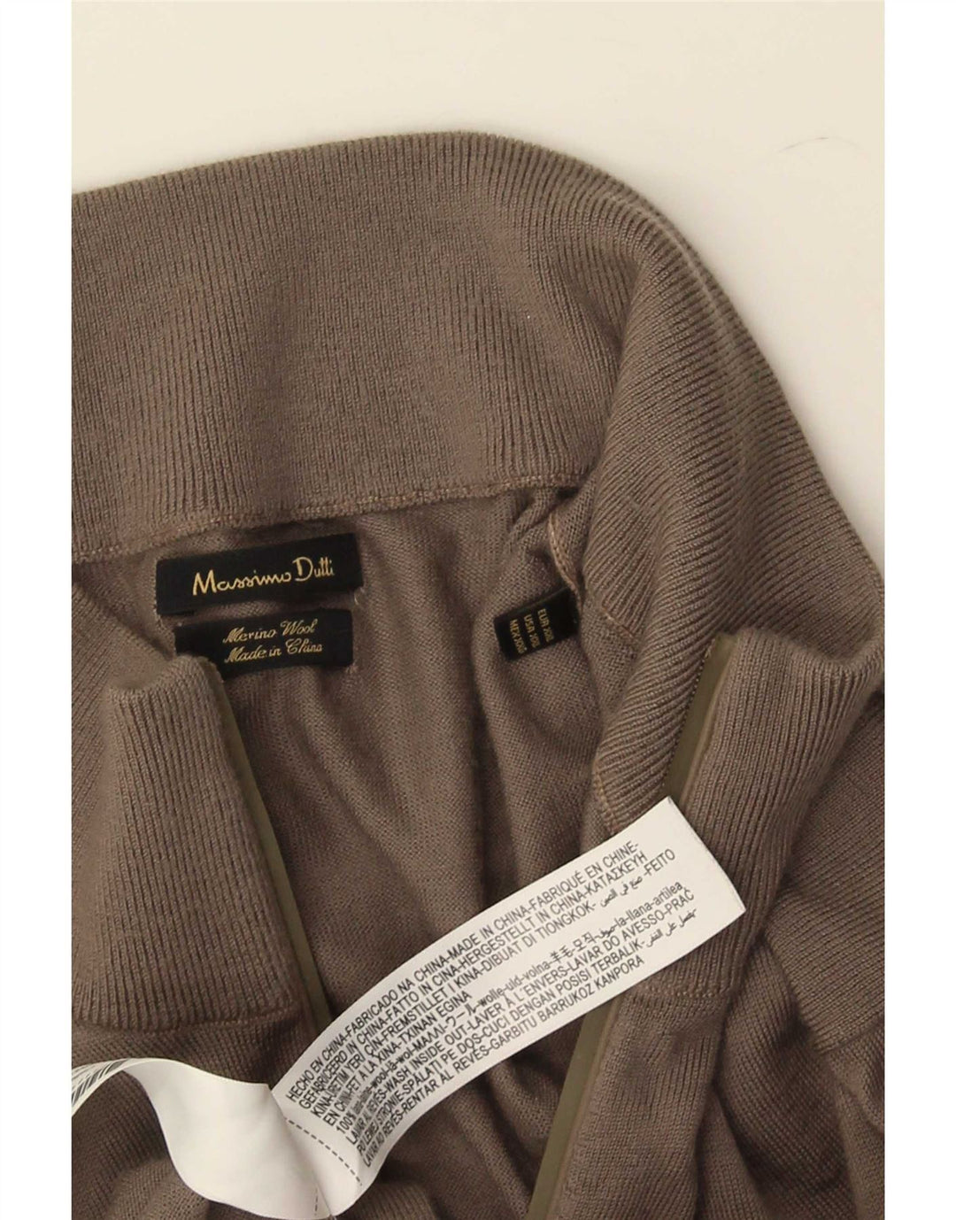 Massimo Dutti muški džemper s izrezom s patentnim zatvaračem 2XL smeđa vunena