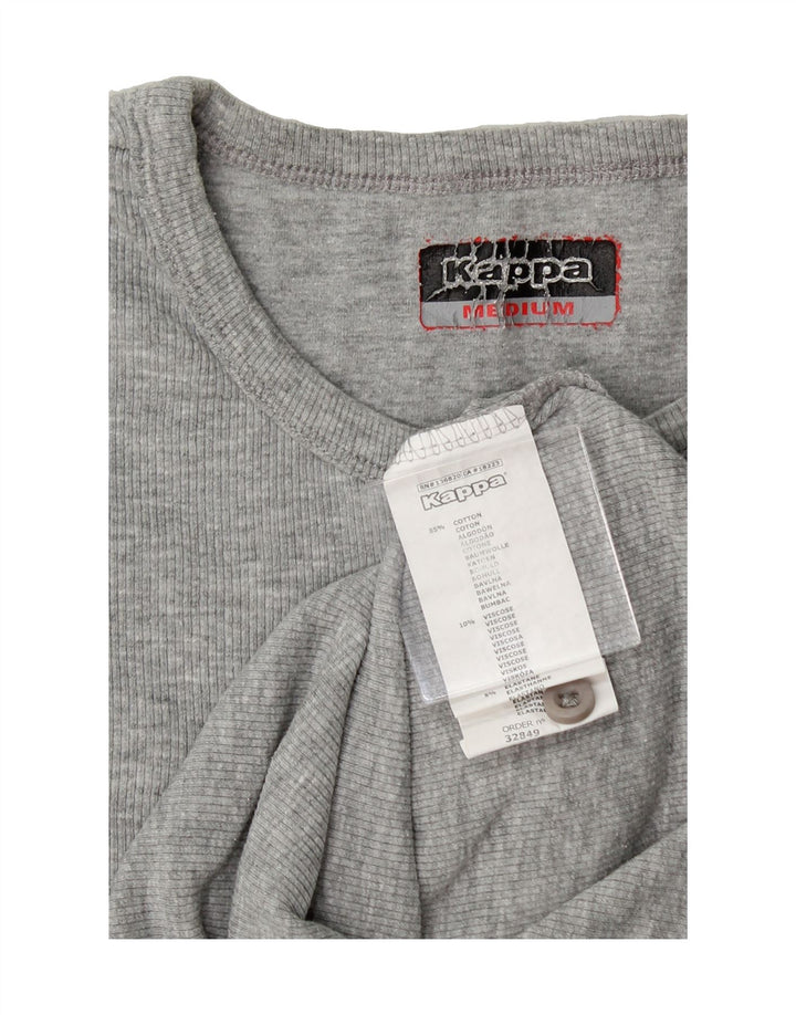 KAPPA Womens T-Shirt Top UK 12 Medium Grey Cotton Vintage Kappa and Second-Hand Kappa from Messina Hembry 
