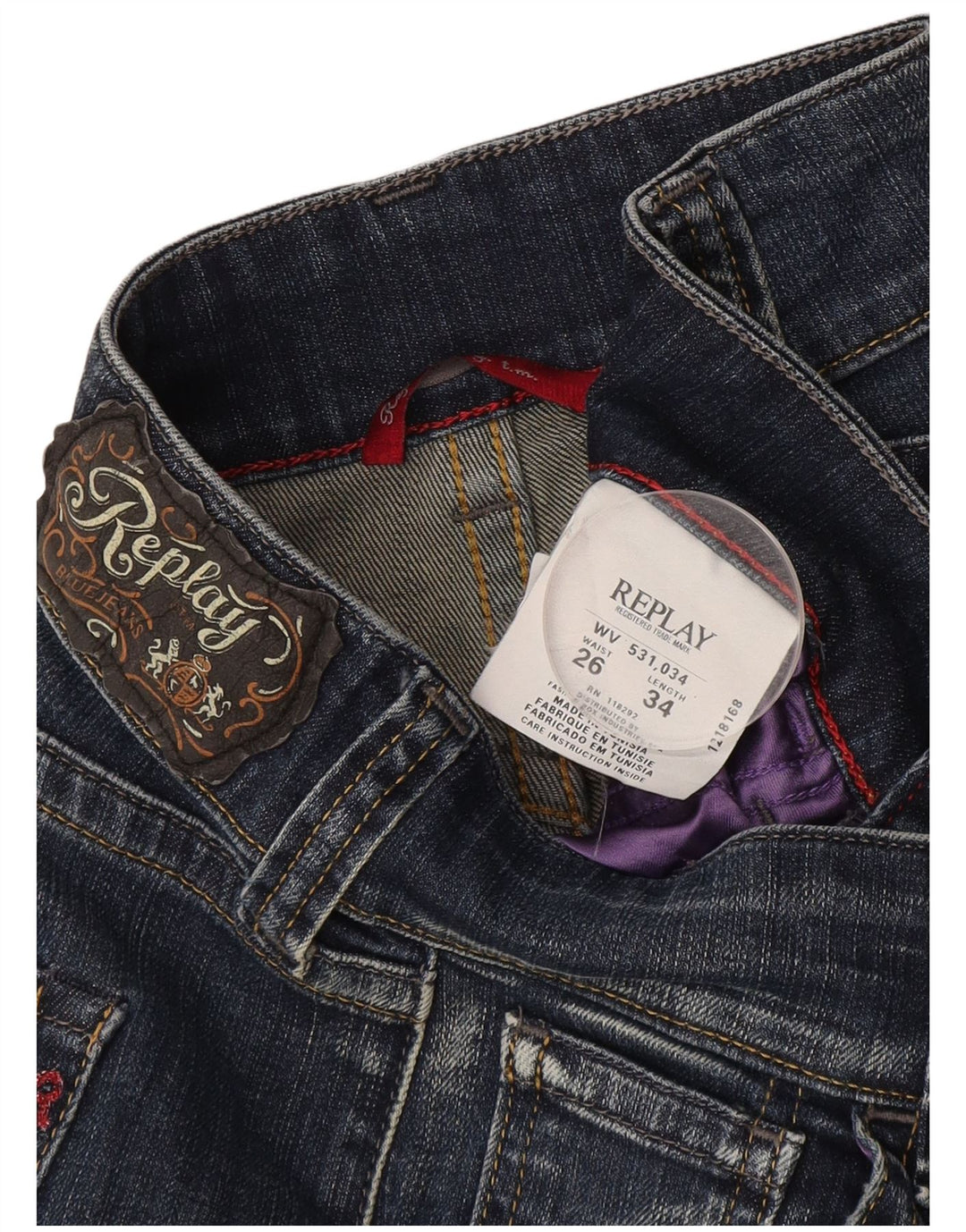 Replay Womens Bootcut Jeans W26 L34 Blue Cotton