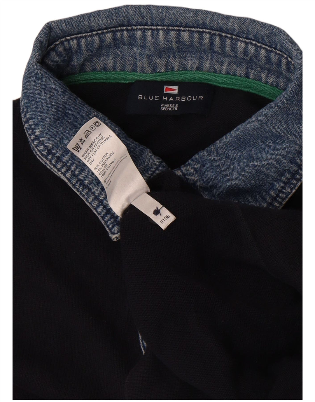 Marks & Spencer muški plavi pulover s polo ovratnikom srednje tamnoplave boje