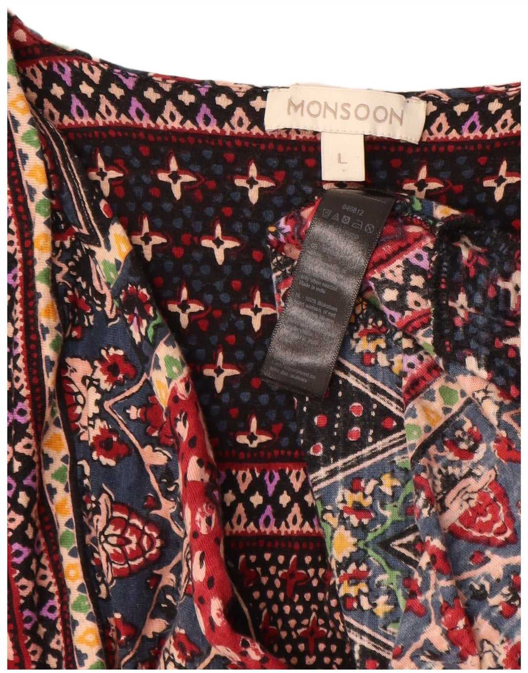 Monsoon ženska asimetrična haljina UK 16 Veliki raznobojni cvjetni pamuk