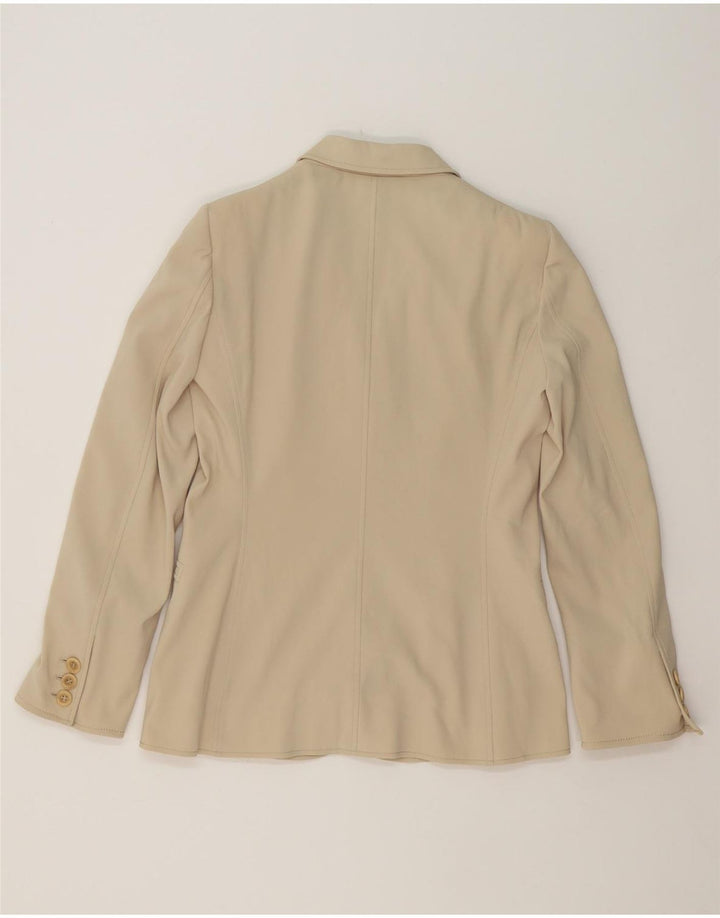 MOSCHINO Womens 3 Button Blazer Jacket UK 12 Medium Beige Acetate Vintage Moschino and Second-Hand Moschino from Messina Hembry 