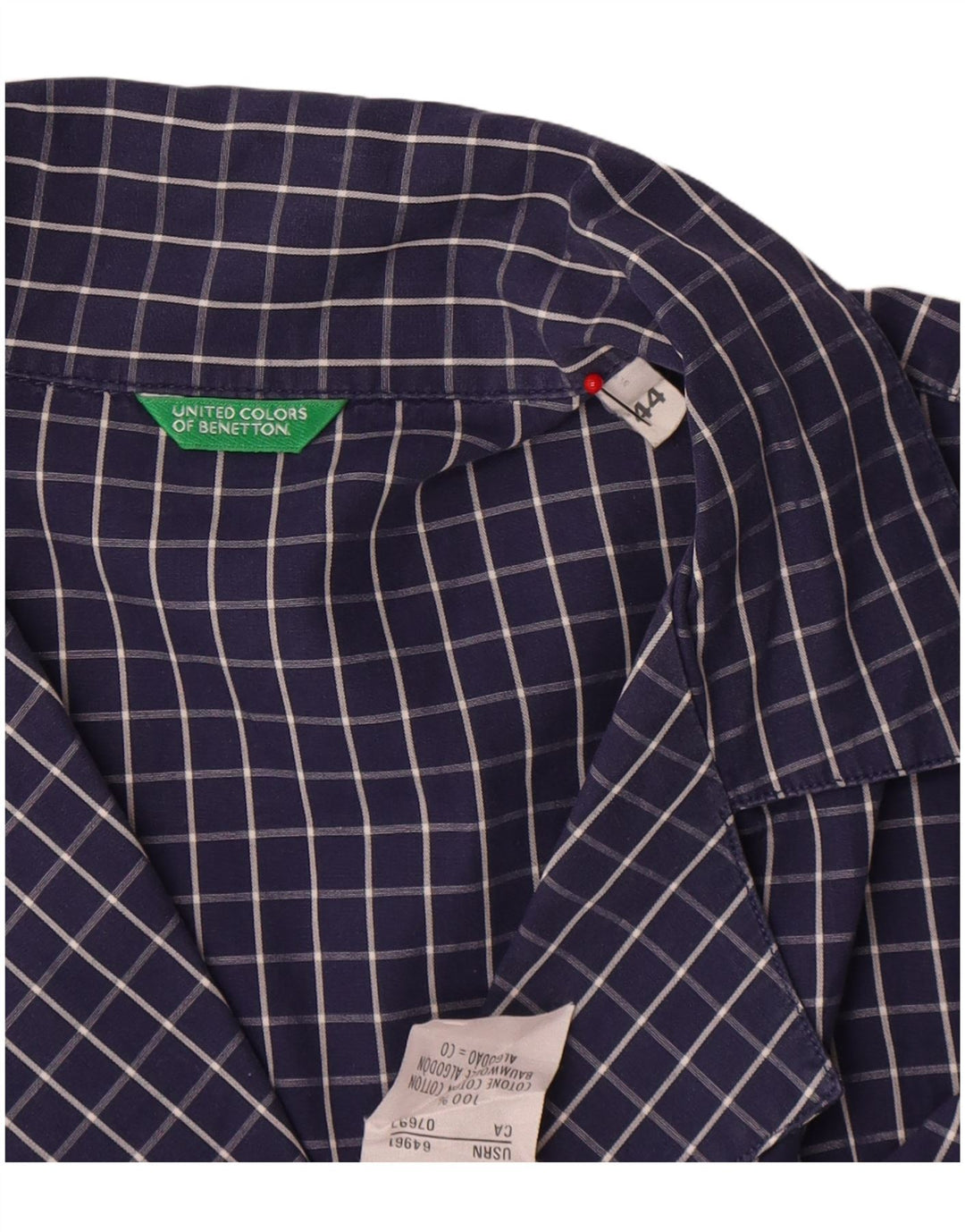 Benetton ženska košulja IT 44 Srednje mornarsko plava karirana pamuk