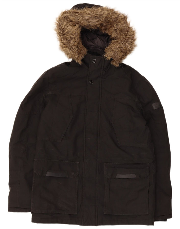 Jack & Jones muška podstavljena jakna s kapuljačom UK 36 mali crni poliester