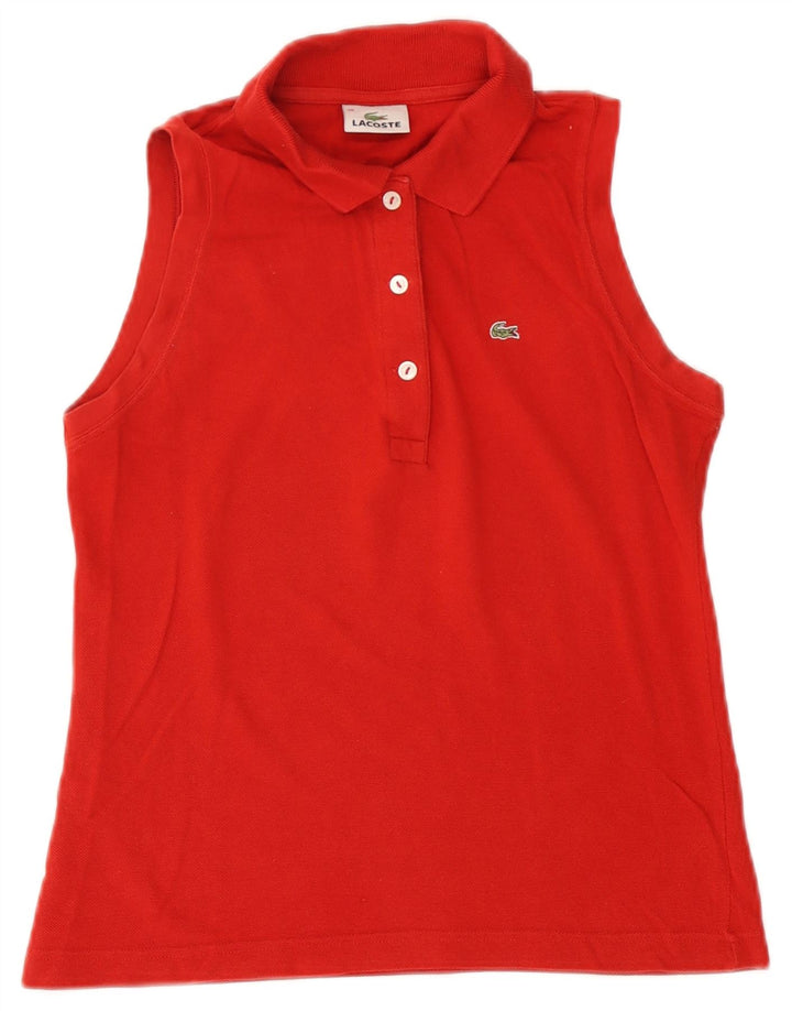 Lacoste ženska polo majica bez rukava, veličina 38, srednje crveni pamuk