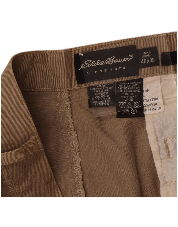 Eddie Bauer muške chino hlače s ravnim klinovima W40 L30 smeđi pamuk