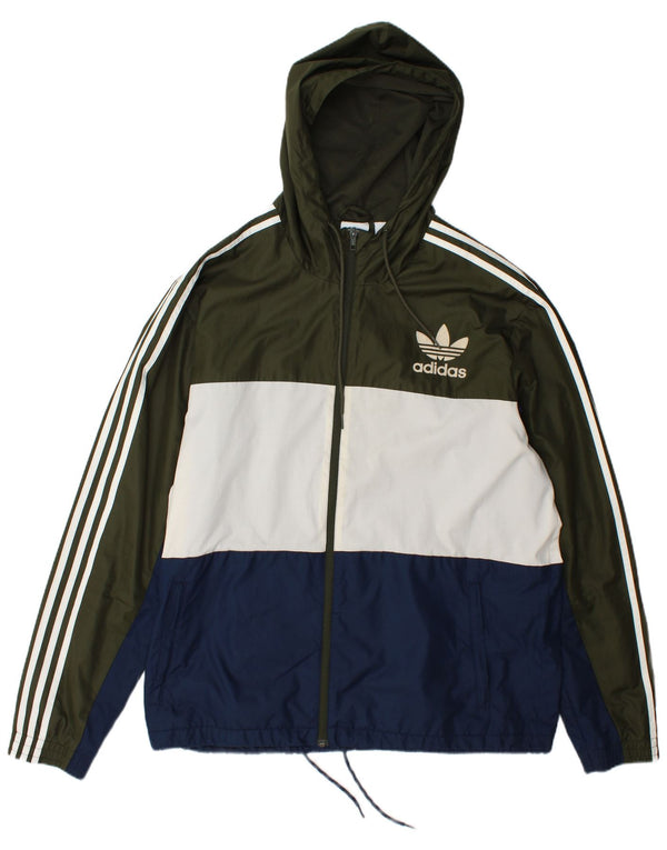 Adidas muška kišna jakna s kapuljačom UK 42 XL Green Colourblock Poliester