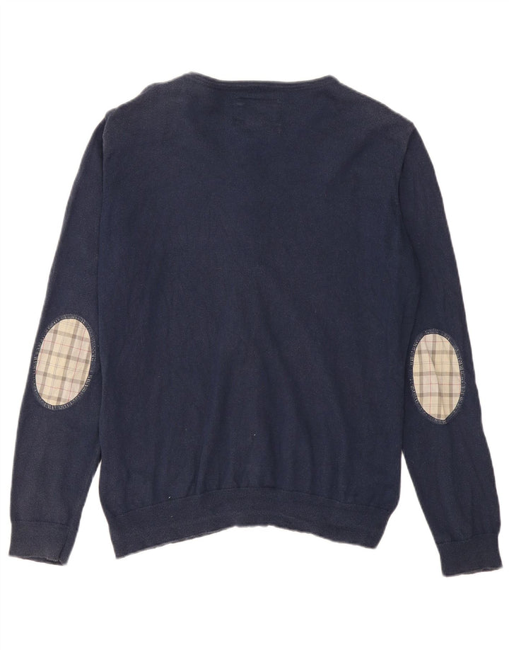 BARBOUR Ženski kardigan pulover UK 16 Veliki tamnoplavi pamuk