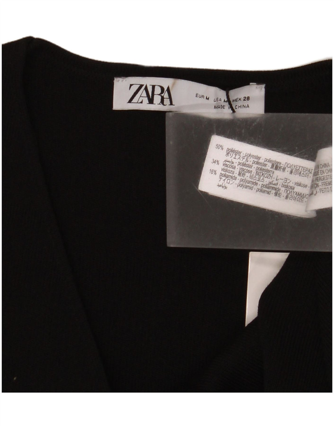 Zara ženska majica kratkih rukava UK 12 srednji crni poliester
