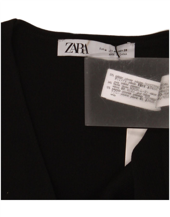 Zara ženska majica kratkih rukava UK 12 srednji crni poliester
