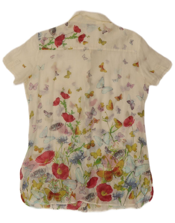 Dolce & Gabbana Womens Short Sleeve Shirt Blouse UK 12 Medium White Bohemia