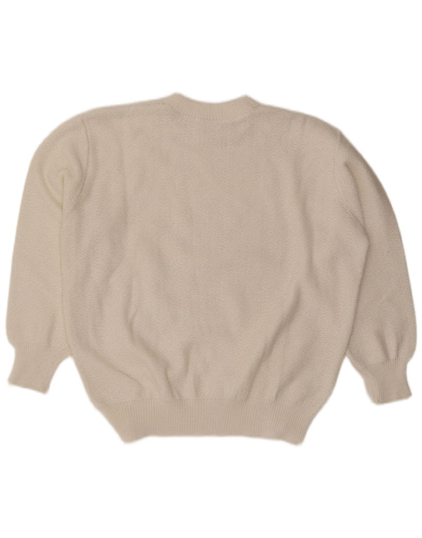 Vintage ženski džemper s okruglim izrezom UK 18 XL bijeli