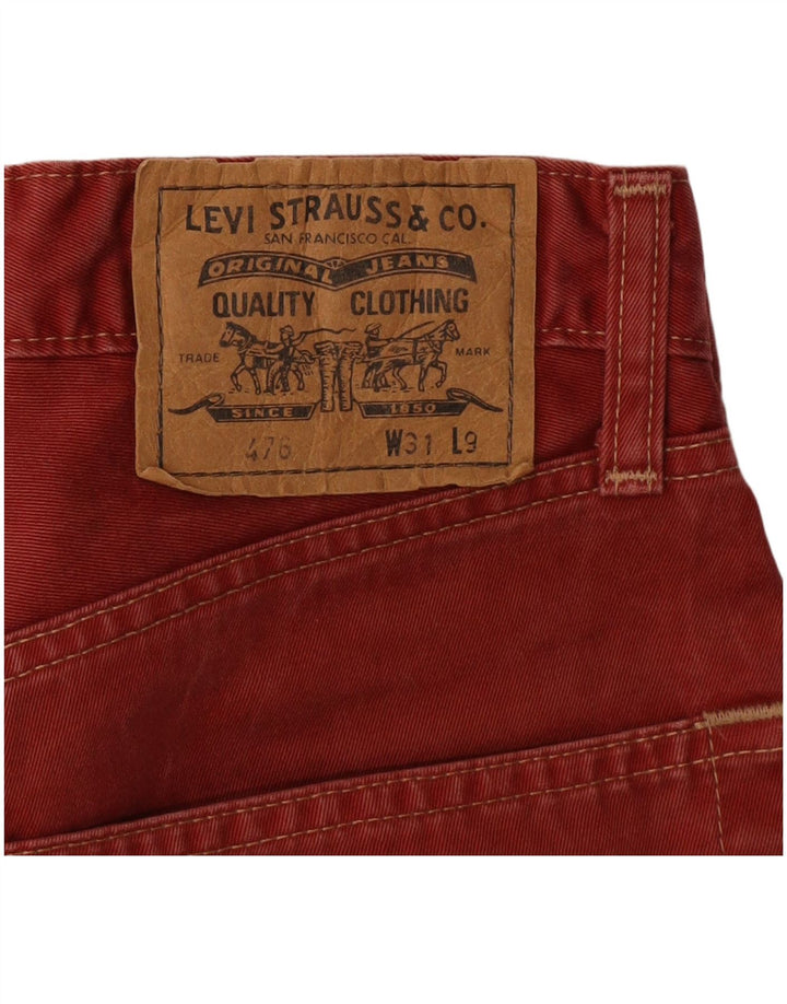 LEVI'S muške kratke traper hlače 476 W31 srednje crvene boje od pamuka
