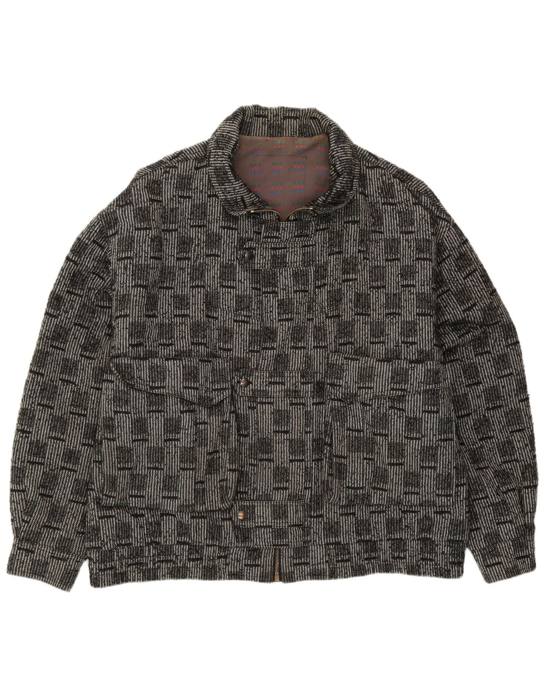 VINTAGE muška bomber jakna IT 52 XL siva karirana vuna