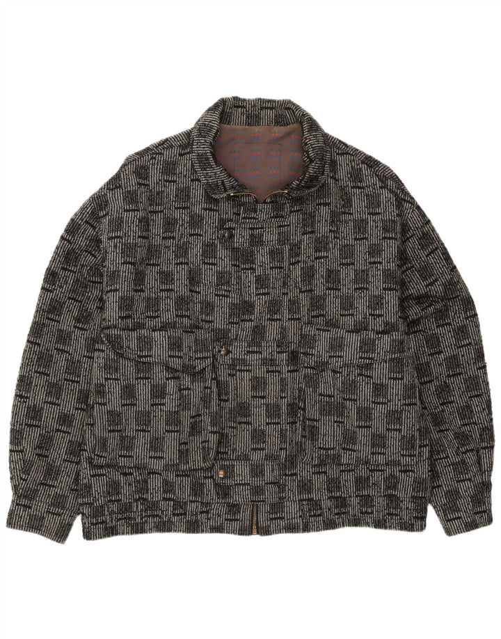 VINTAGE muška bomber jakna IT 52 XL siva karirana vuna