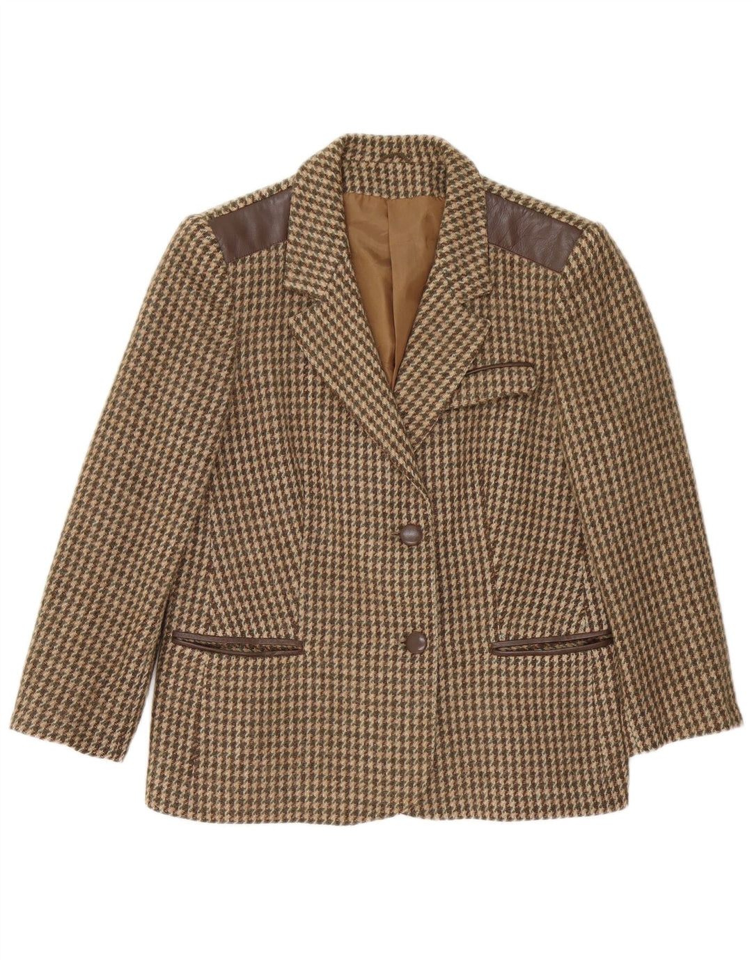 Vintage ženski sako sa 2 gumba IT 48 XL smeđa vuna u obliku ptičje zube