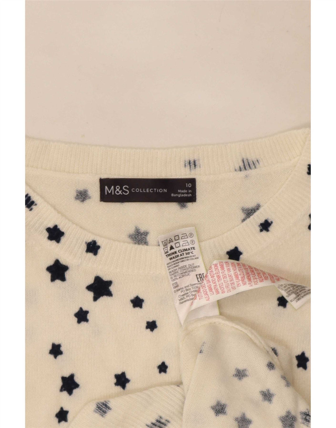 Marks & Spencer ženski džemper s veznim izrezom UK 10 Mali bijeli