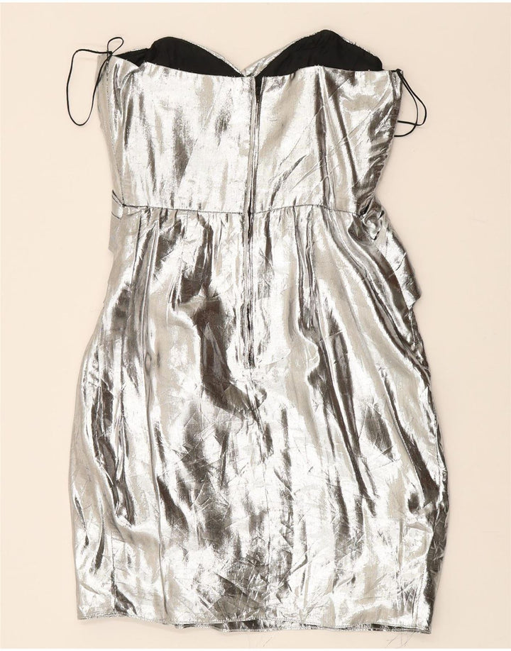 AFTER FIVE Womens Strapless Dress UK 10 Small Silver Vintage After Five and Second-Hand After Five from Messina Hembry 
