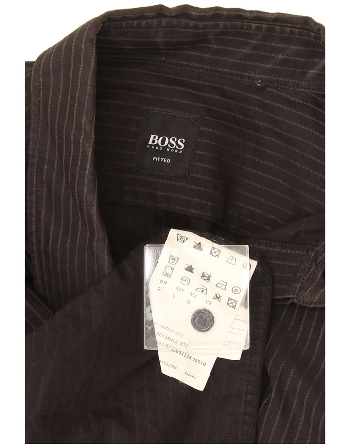 Hugo Boss muška pripijena košulja velike crne pruge, pamuk
