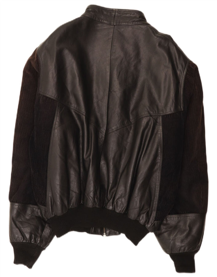Vintage muška bomber kožna jakna IT 52 XL crna
