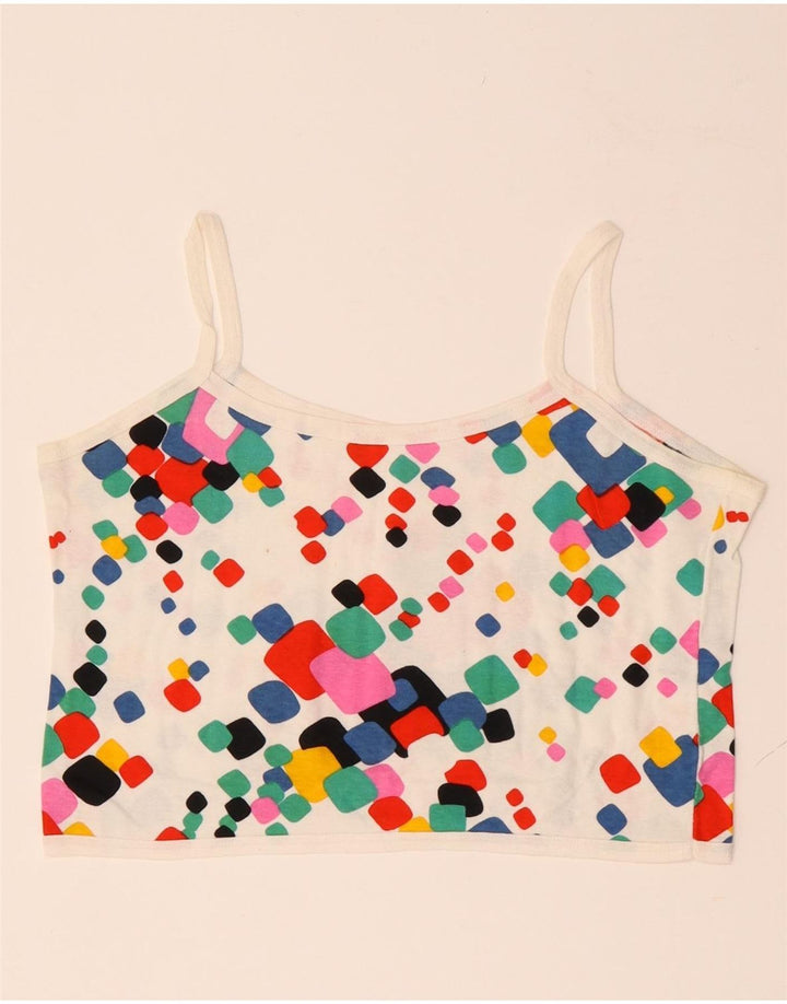 VINTAGE ženski kratki Cami Top UK 10 malih višebojnih geometrijskih oblika