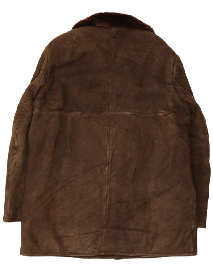 Vintage muška jakna od ovčijih ovčica UK 42 XL smeđa koža