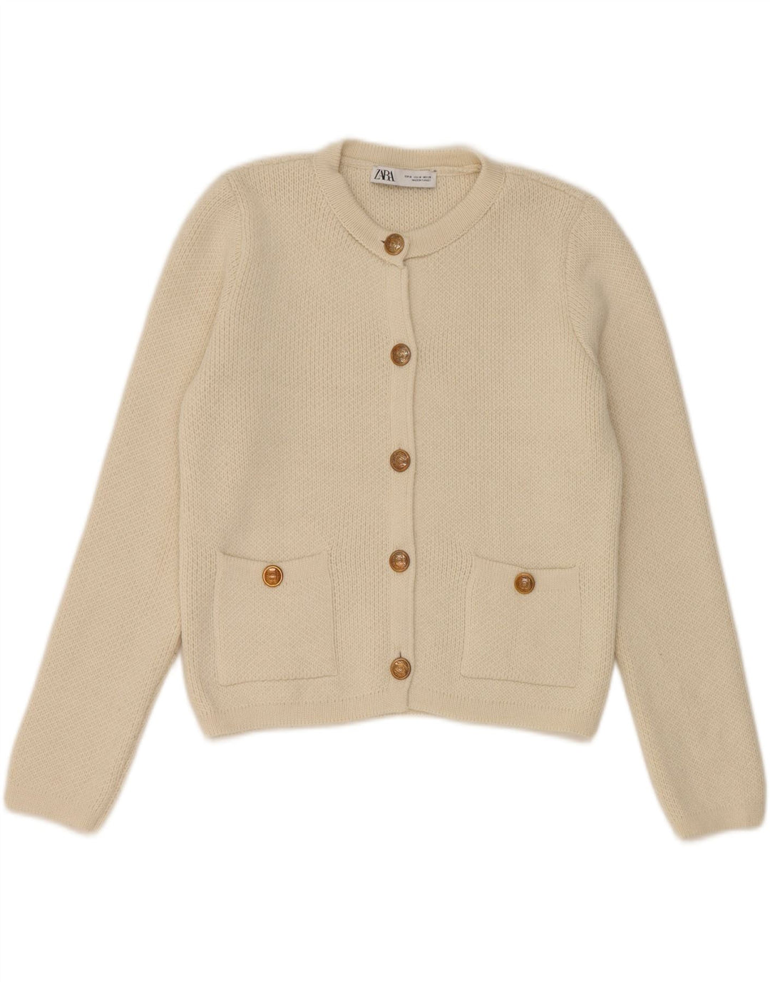 Zara ženski kardigan pulover UK 12 srednje bijele akrilne boje