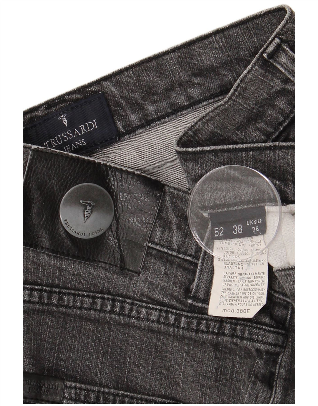 TRUSSARDI muške ravne traperice W36 L29 sivi pamuk