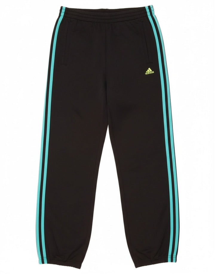 ADIDAS Boys Tracksuit Trousers 13-14 Years Black Polyester