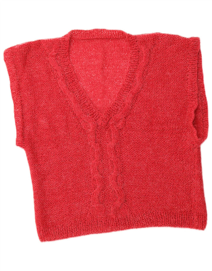 VINTAGE ženski kratki prsluk bez rukava UK 14 srednje ružičasta