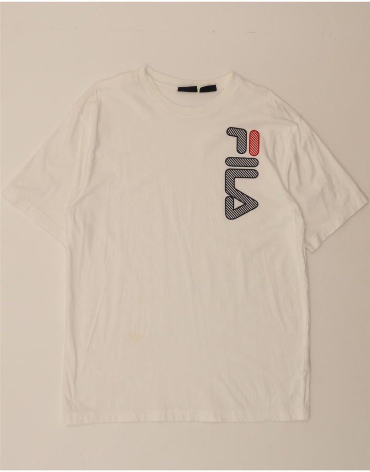FILA Mens Graphic T-Shirt Top Large White Cotton Vintage Fila and Second-Hand Fila from Messina Hembry 