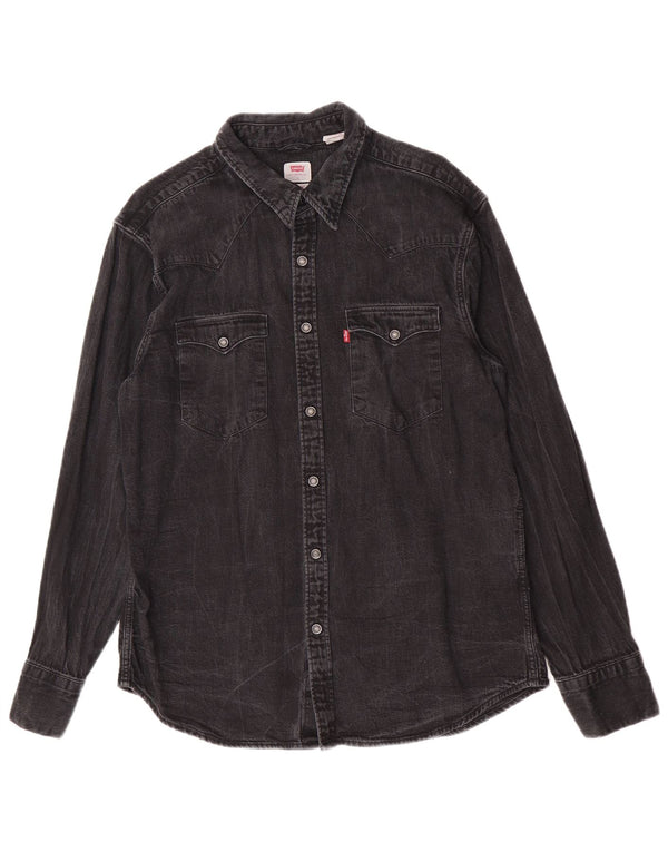 Levi's muška standardna traper košulja, velika, siva, pamuk