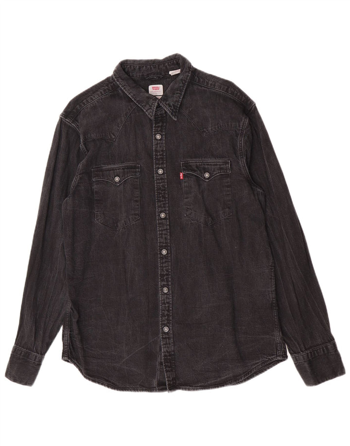 Levi's muška standardna traper košulja, velika, siva, pamuk