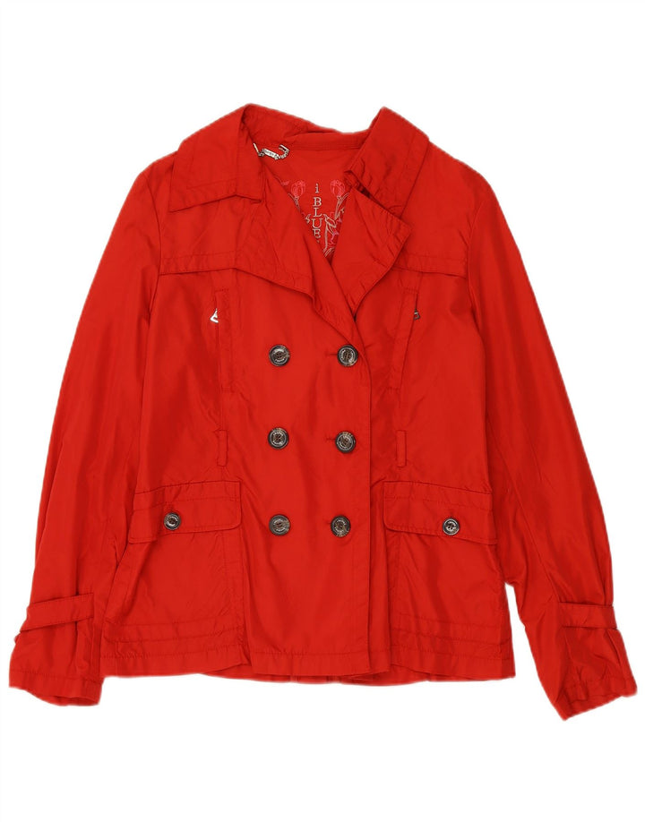 I BLUES Womens Pea Coat UK 12 Medium  Red Polyamide