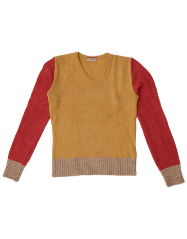 Max & Co. Ženski kratki džemper s V-izrezom UK 10 Small Yellow Colourblock