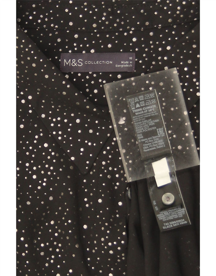 Marks & Spencer ženska prevelika košulja bluza UK 18 XL crna na točkice