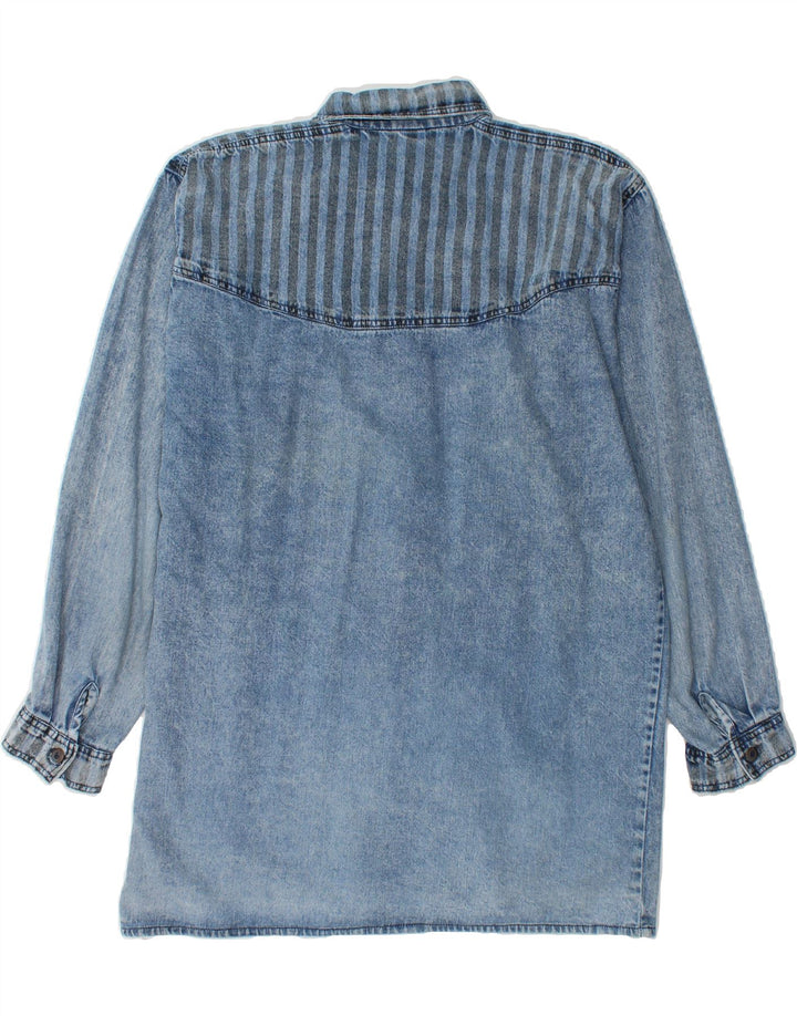 VINTAGE Mens Denim Shirt Size 39/40 Medium Blue Striped Cotton Vintage Vintage and Second-Hand Vintage from Messina Hembry 
