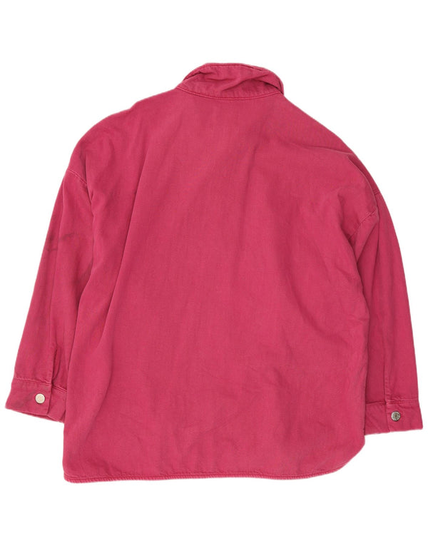 Zara ženska traper košulja UK 16 Large Pink Cotton