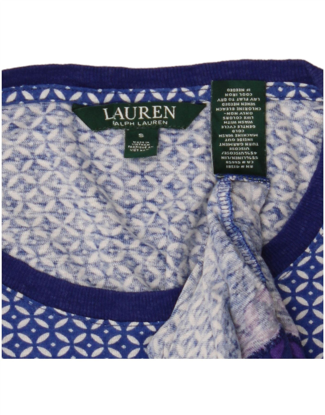 Ralph Lauren Ženska majica kratkih rukava UK 10 Small Blue Ikat Linen