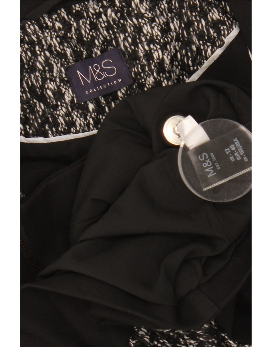 MARKS & SPENCER Ženska kratko sako jakna UK 12 Srednje crne fleke