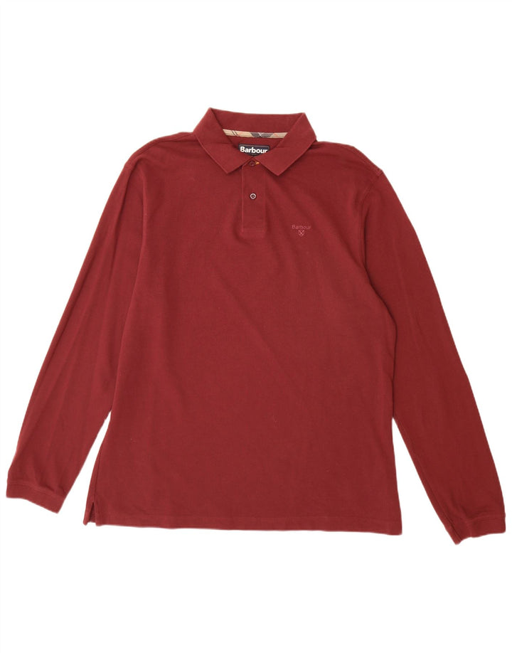 BARBOUR Muška polo majica dugih rukava XL Bordo pamuk